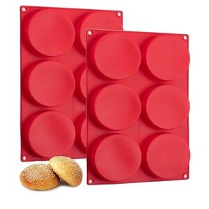 Red Silicone Baking Molds for buns Small and large